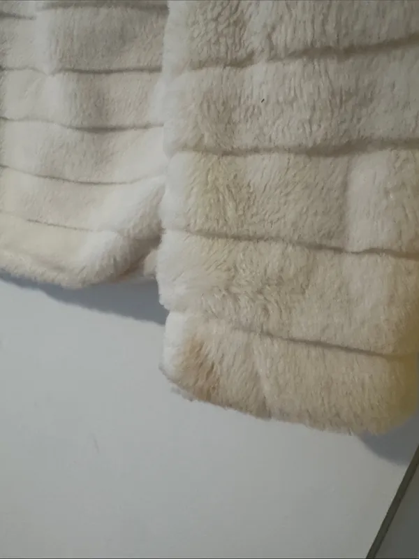 Katydid Cream Faux Fur Open-Front Jacket - Image 6