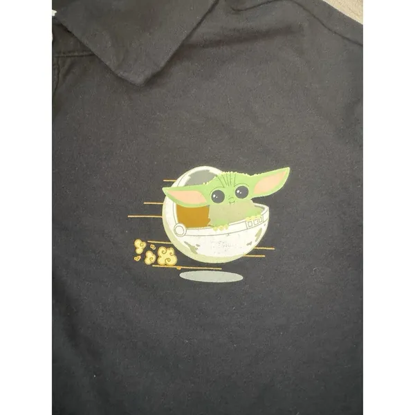 Star Wars Polo Shirt Mad Engine Long Sleeve Baby Yoda Collared Cropped Medium - Image 4