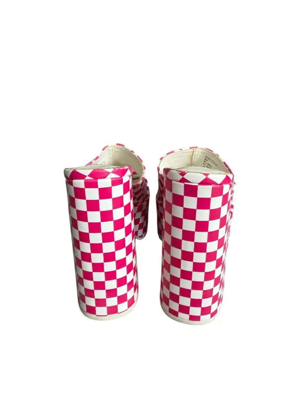 STEVE MADDEN Trixie Checkerboard Pink White Platform Sandals Heels Size 8 - Image 7