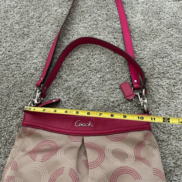Coach Pink and Beige Signature Crossbody Bag - Image 5