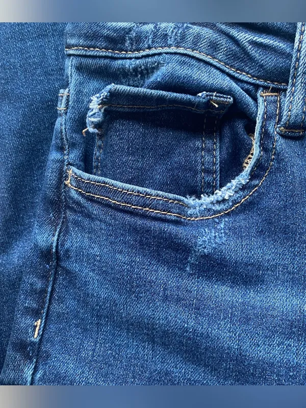 Vervet denim dark wash stretch cuffed slim straight jeans distressed fall winter - Image 2