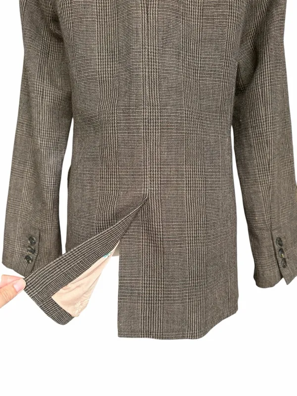 Peruvian Connection Marlowe Wool Blend Plaid Blazer Jacket Brown Size 6 - Image 9