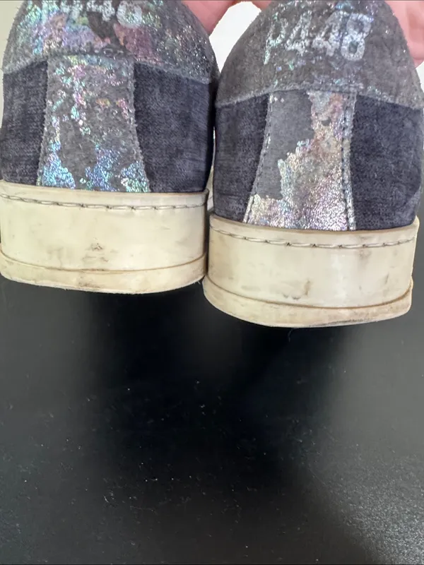 P448 Suede & Polka Dot Low-Top Sneakers in Black, Gray & Lavender - Image 7