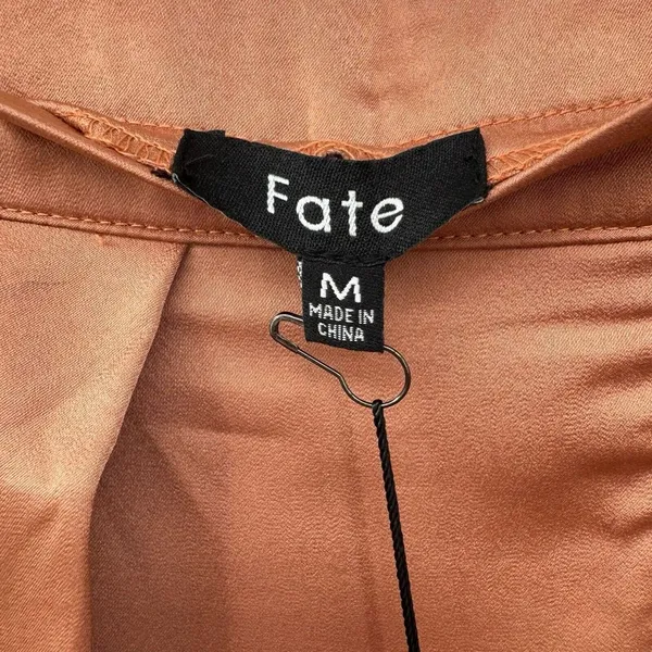 FATE 2pc Satin‎ Cropped Wrap Blazer & Wide Leg Pant Set Brown Medium Large NWT - Image 7