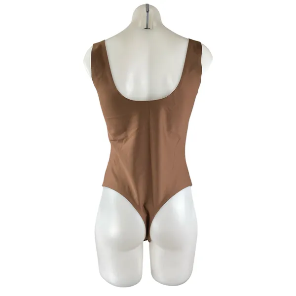 Parade Womens Tan Brown Sleeveless Scoop Neck One Piece Bodysuit Tank Top Size L - Image 2