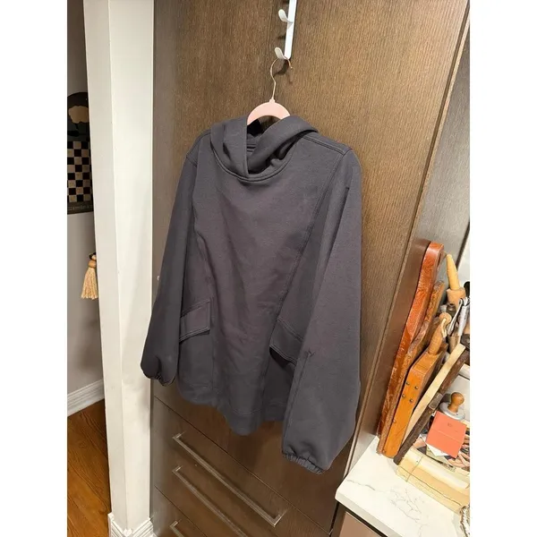 Lululemon Cotton-Blend Double-Knit Oversized Hoodie in a dark charcoal XL - Image 3