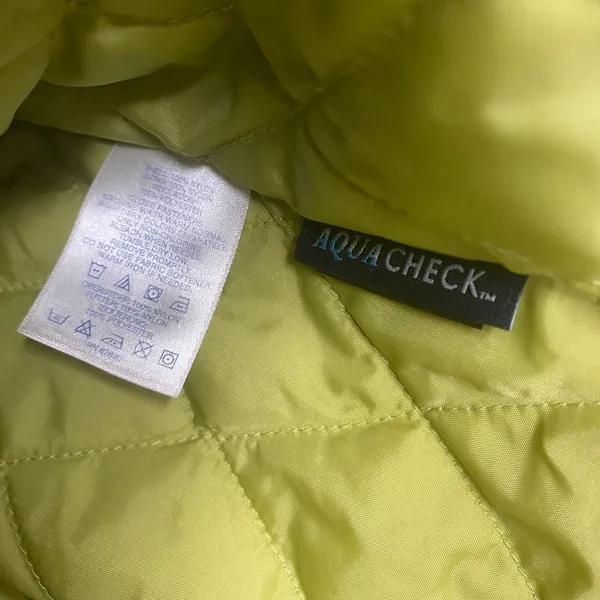Lands End Jacket Womens Small Green Aqua‎ Check Nylon Hooded Full Zip Outdoor - Image 6