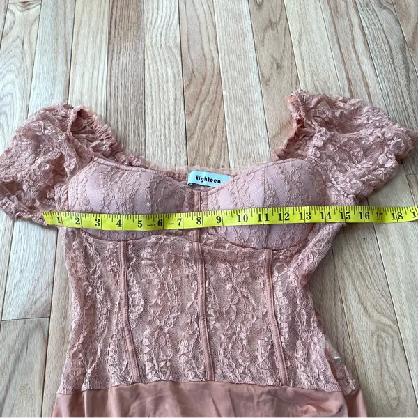 Lulus Coral Lace Corset Bodysuit Womens Medium Coquette Romantic Lace Top - Image 5