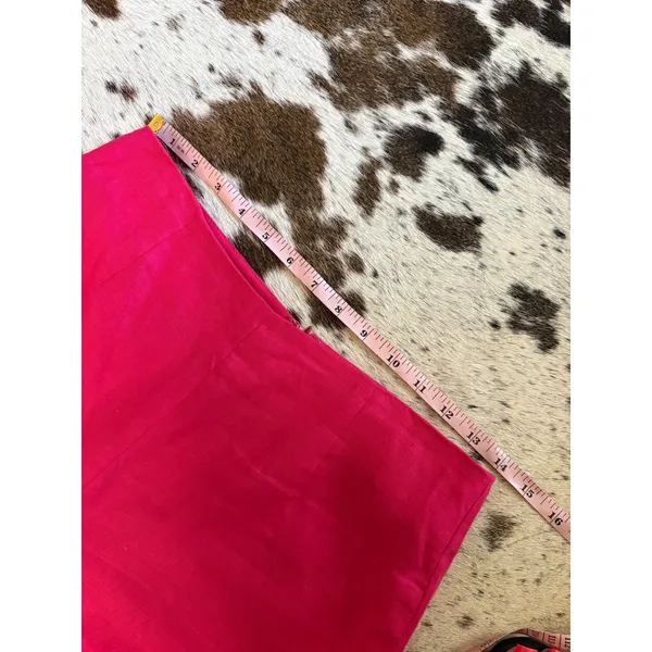 REFORMATION Hot Pink Linen‎ Scalloped Matching Set Liam Pants Overland top Sz 4 - Image 11