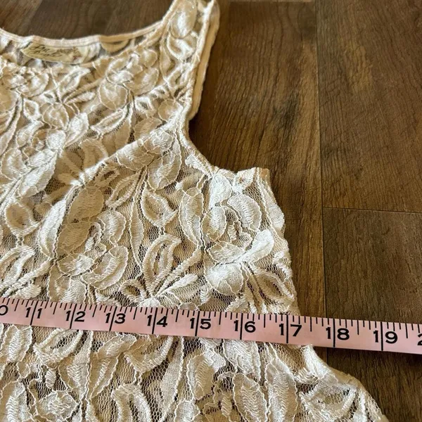 Free People Sleeveless Lace Overlay Dress Sheer Trapeze Flare Coverup Size Large - Image 6