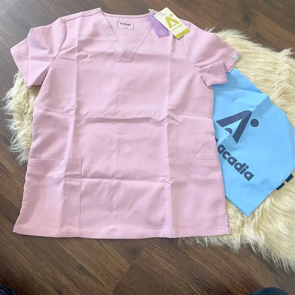 NWT Lambda Acadia Stella Every Day Scrub Top M Pink Lilac Size M - Image 3