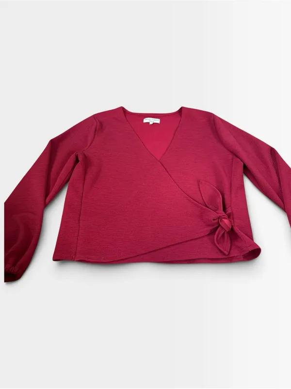 Madewell Raspberry Wrap V-Neck Long Sleeve - Image 3
