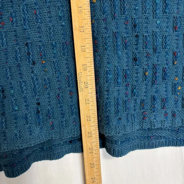 Habitat Sweater Blue Speckled Mock Neck Chunky Knit Rolled Cuff Lagenlook Boho L - Image 7
