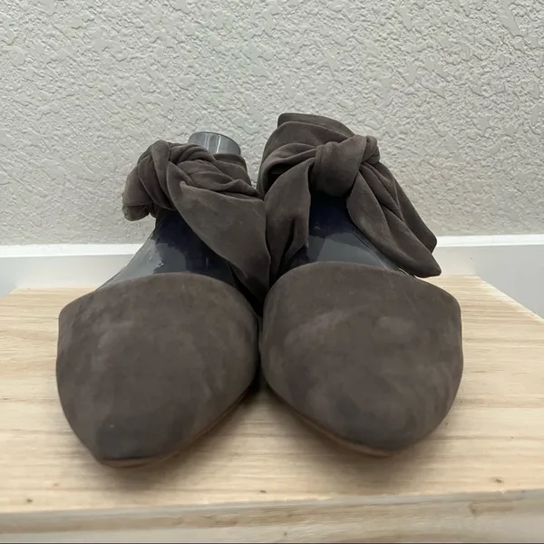 Bamboo Taupe Sequel Faux Suede Pointed Toe Lace Up Flat‎ 7 - Image 5