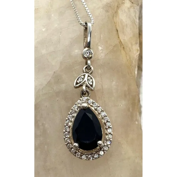 Vintage RJ Cubic Zirconia CZ Sterling‎ 925 Silver Pendant 18'' Chain Necklace 3g - Image 2