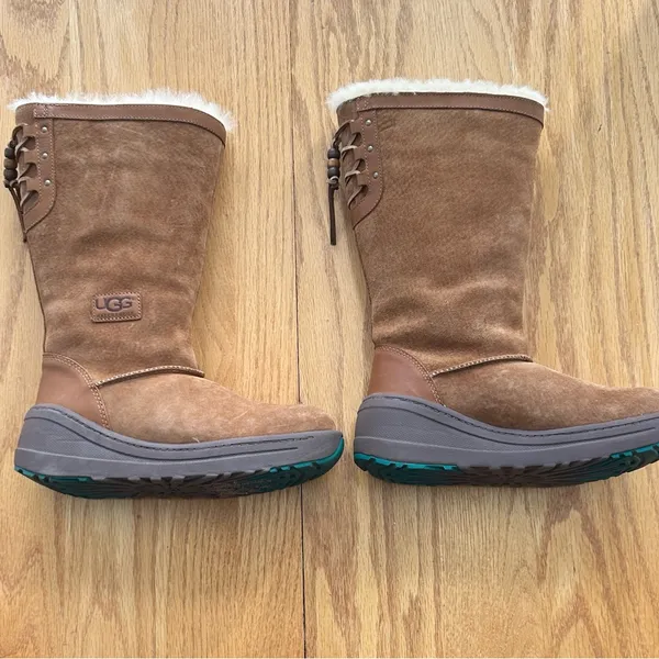 UGG Klarissa Chestnut Leather‎ Thinsulate Shearling High Boots Size 6 - Image 3