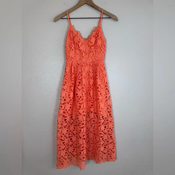 Astr The Label Lace Midi Dress Coral Peach size XS $90 - Image 3