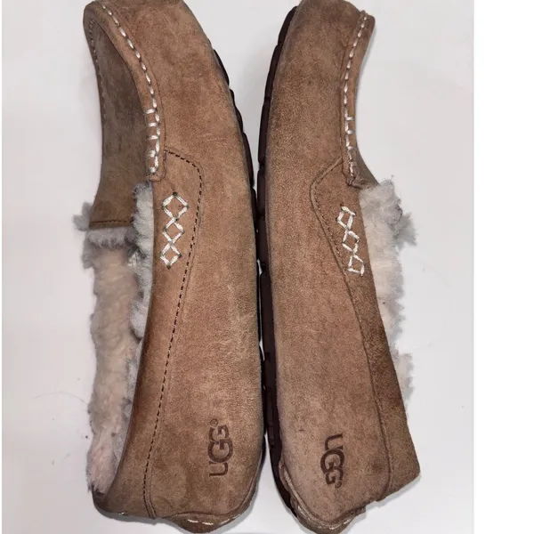 UGG Ansley Chestnut Suede Wool Lined Moccasin‎ Slippers Womens 8 3312 - Image 5