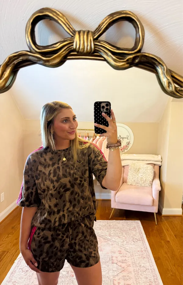 Cheetah print shorts and top set Brown - Image 4