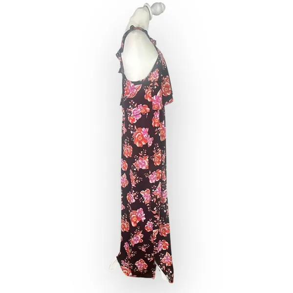 Tularosa Santorini Maxi Dress Women's Med Black Pink Floral Sleeveless Halter - Image 6