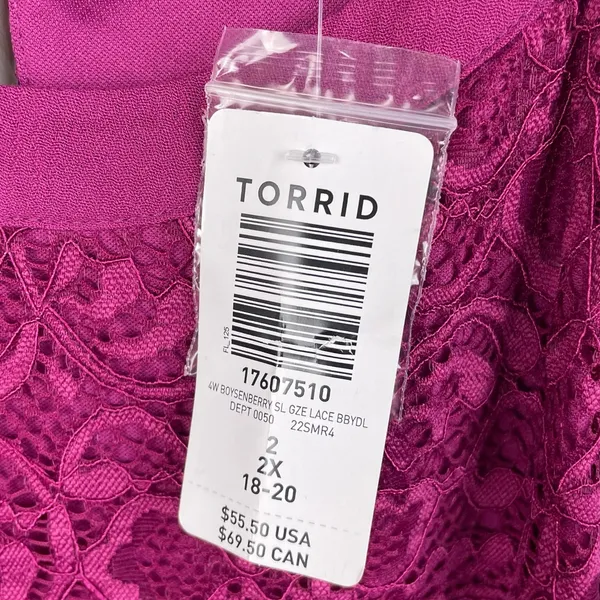 NEW Torrid Babydoll Gauze With Lace Halter Neck Tank Purple Women's Size 2X - Image 9