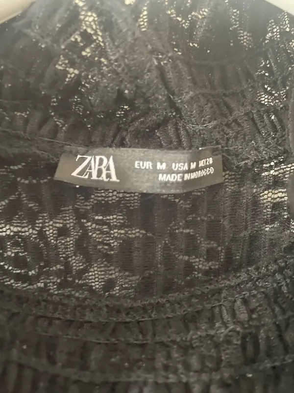 Zara Black lace high neck l/sleeve yoke top, Size M, $26, B53 - Image 2
