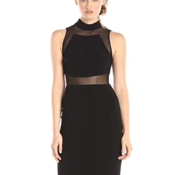 Betsy Adam Black Mesh Illusion Mesh Cut Out Maxi Dress Womens 0 Formal Black Tie - Image 3