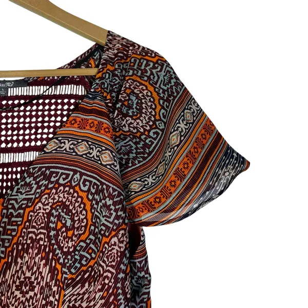 Miss Me Fit & Flare Dress Womens L Multicolor Batik Boho Tribal Hippie Gypsy - Image 3