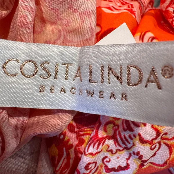 NWT Cosita Linda‎ Mandarin Floral Tiered Maxi Dress CL22548C Orange Pink Small - Image 6