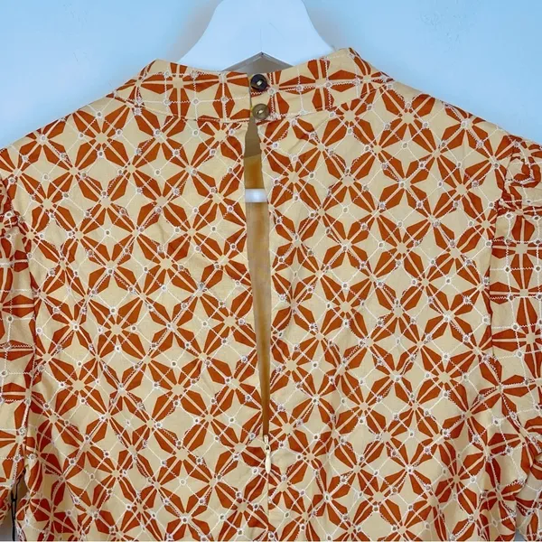 Lost + Wander Golden Dawn Orange Geometric Print Puff Sleeve Mini Dress Size S - Image 6