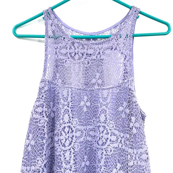 Free People size small purple lace sleeveless dress with cutout on‎ back lined - Image 3