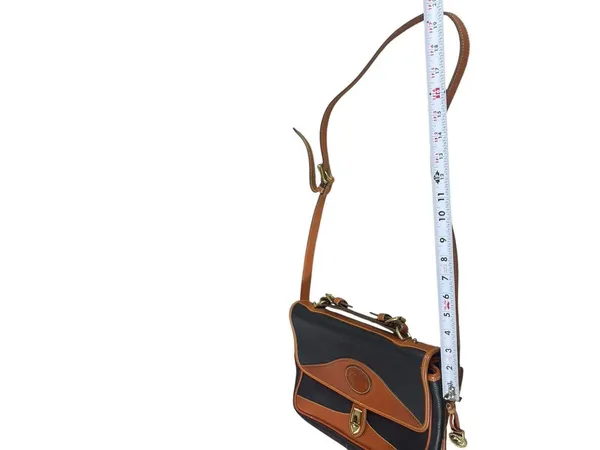 VTG Dooney & Bourke AWL Navy British Tan Pebbled Leather Messenger Top Handle - Image 8