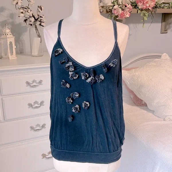 Hollister Tank Top Navy Blue Strappy Womens Medium fits M L - Image 3