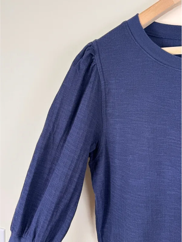 Apiece Apart Olimpio Puff Sleeve Sweatshirt Blue Cotton Women’s XL - Image 8