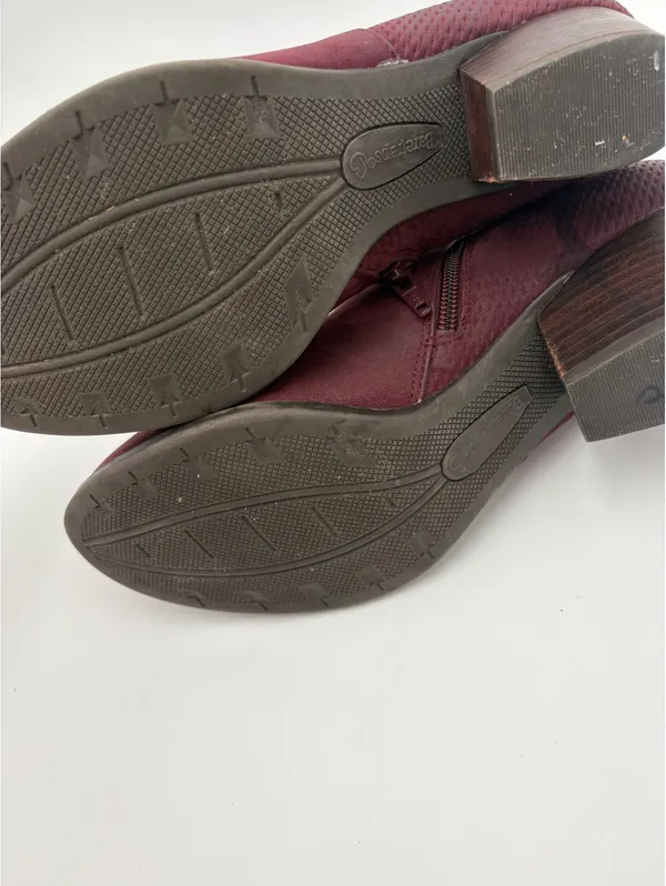 Baretraps Women's Size 10 M Burgundy Ankle Boots Buckle Detail Dr Scholls Insole - Image 8