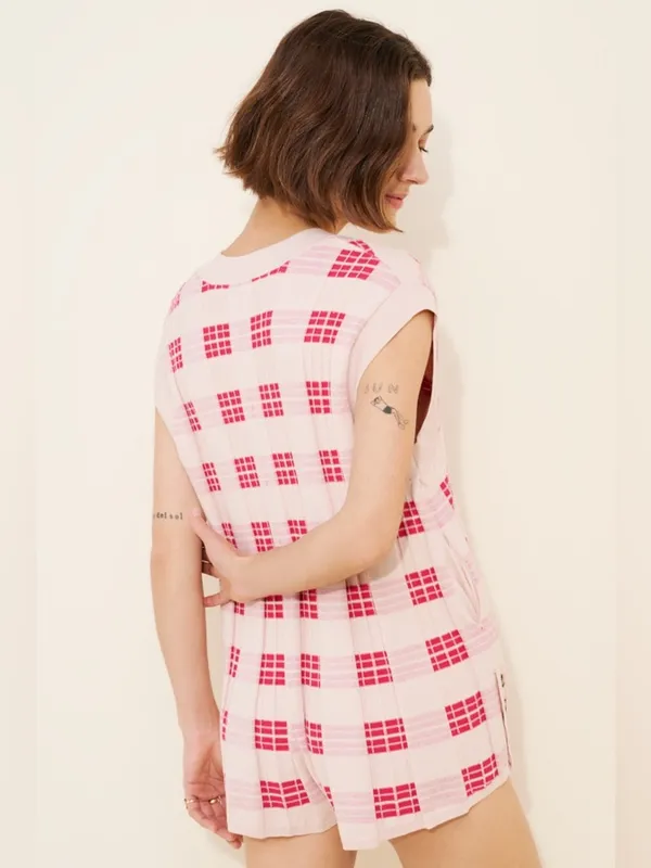 Free People Lewis Plaid Knit Romper - Image 2
