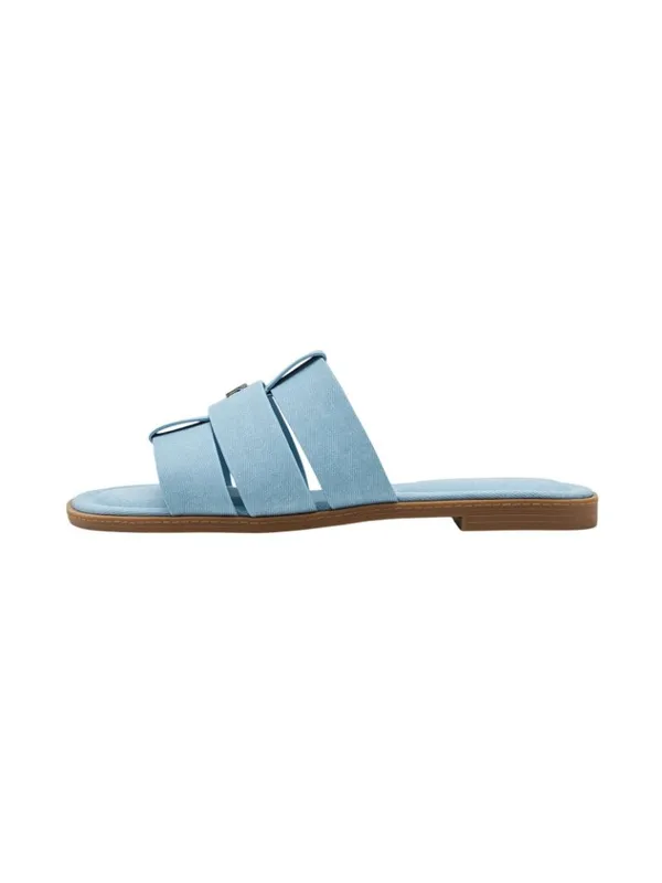 NWT Tommy Hilfiger Triple Strap Slide Open Toe Flat Sandals Light Denim Blue 7M - Image 4
