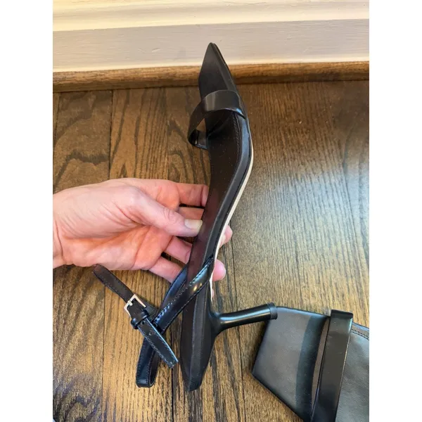 Nordstrom Black Square Toe Leather Kitren Heel Sandal Sz 10 NEW - Image 7