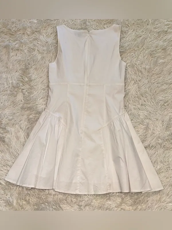 NEW STAUD Gwen white poplin cotton sleeveless Minidress Sz 8 - Image 7