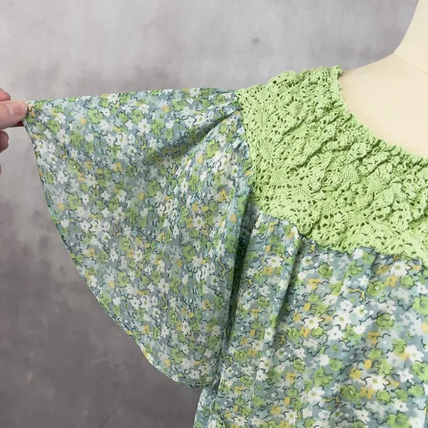 Floral Tiered Ruffle Top Women Medium Crochet Cottage Soft Girl‎ Fairy Prairie - Image 5