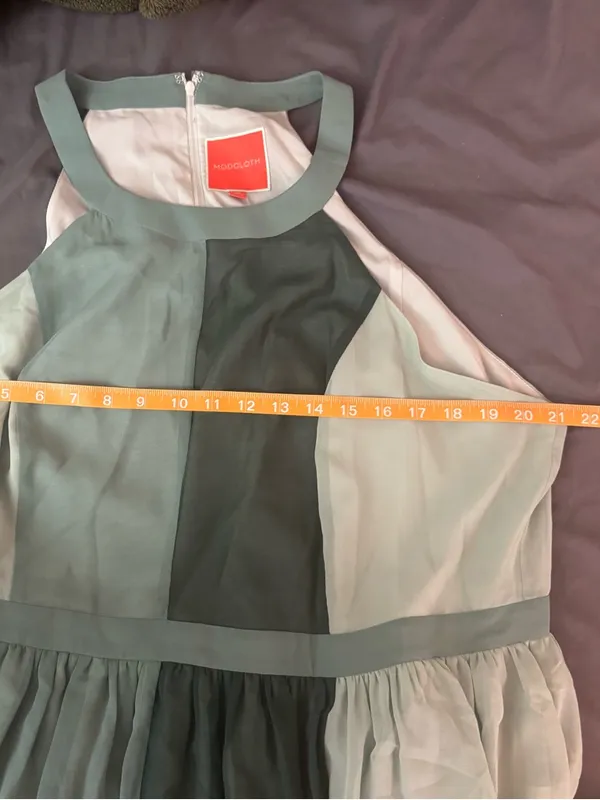 Modcloth green sleeveless High-Low color block Chiffon maxi Dress NWOT size 2X - Image 9
