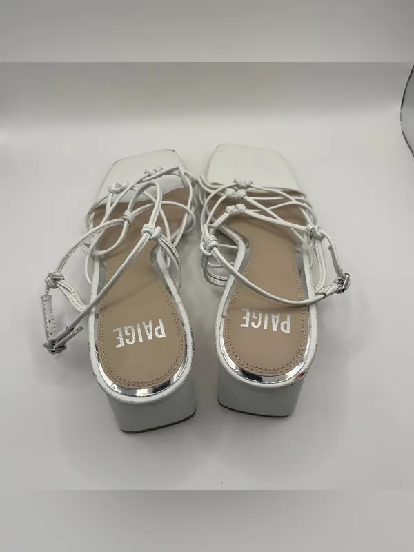 PAIGE Gianna Square Toe Strappy Block Heel Sandals size 7 white leather - Image 8
