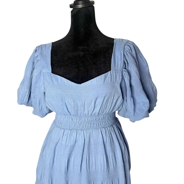 HYFVE Smocked Dress Puff Sleeve Tiered‎ Blue Size S Cottagecore Coastal Cowgirl - Image 5