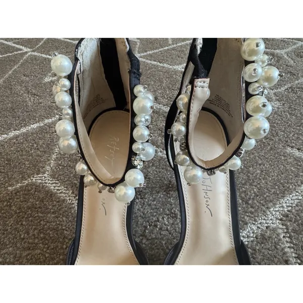 Betsey Johnson SB Ellah Pearl Crystal Embellished Mesh High Heels Pointed Toe 8 - Image 8