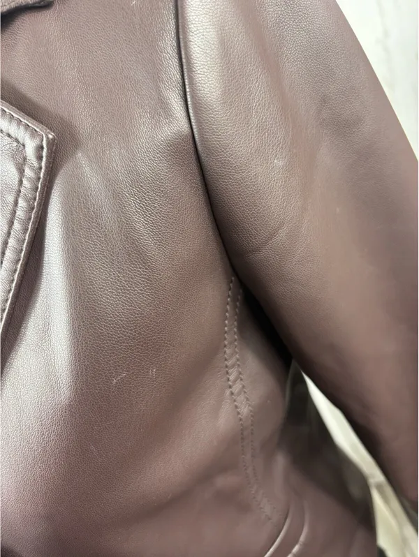 LOFT Versa Faux Leather Cropped Double Breasted Blaze Sz XSP Brown Espresso - Image 8