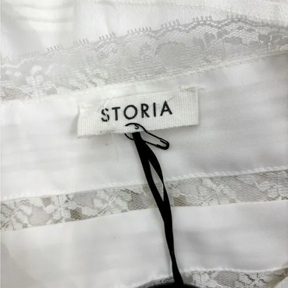 Storia NWT‎ White Lace Buttons Mini Babydoll Dress Women's Small - Image 10