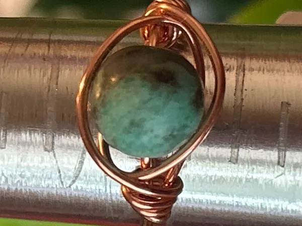 💍 Handcrafted amazonite copper wire wrapped crystal ring size 7 - Image 2
