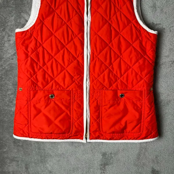 Lauren Ralph Lauren Reversible Quilted Vest Orange & White Utility Pockets Small - Image 7