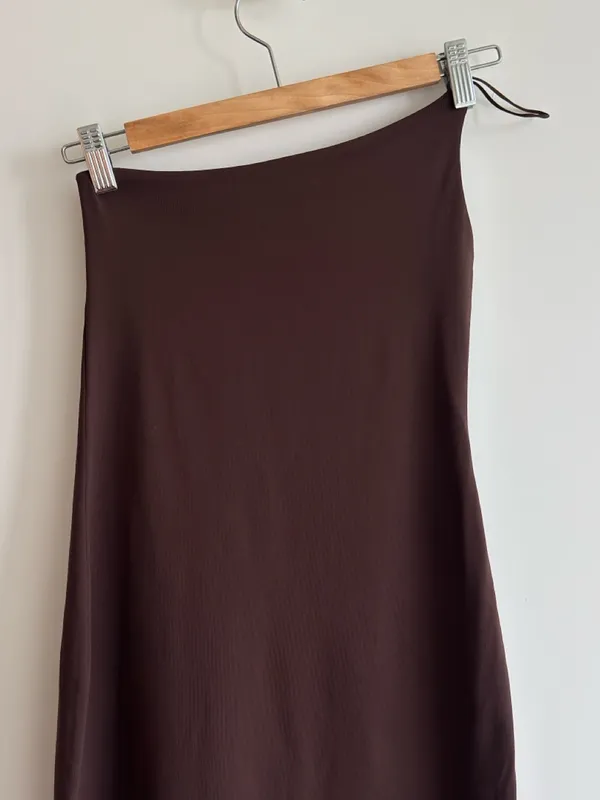 Babaton Contour Brown One Shoulder Midi Dress Size Small Bodycon Stretchy - Image 6