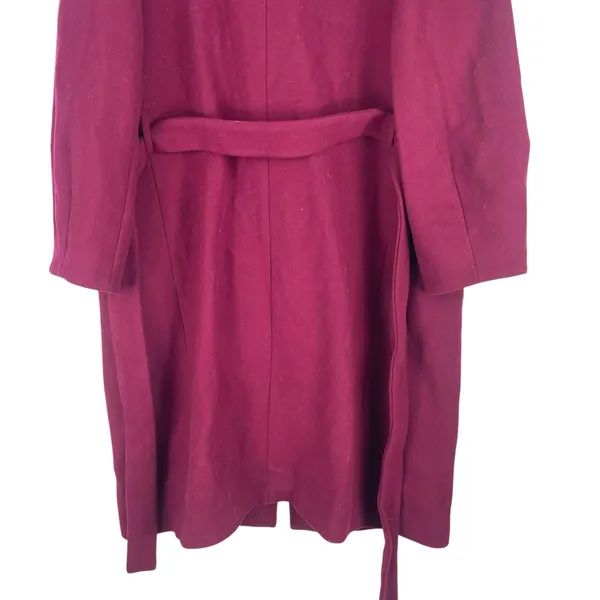 Ann Taylor Tie Waist Balloon Sleeve Wool Blend Coat Mulberry Size XXL - Image 11